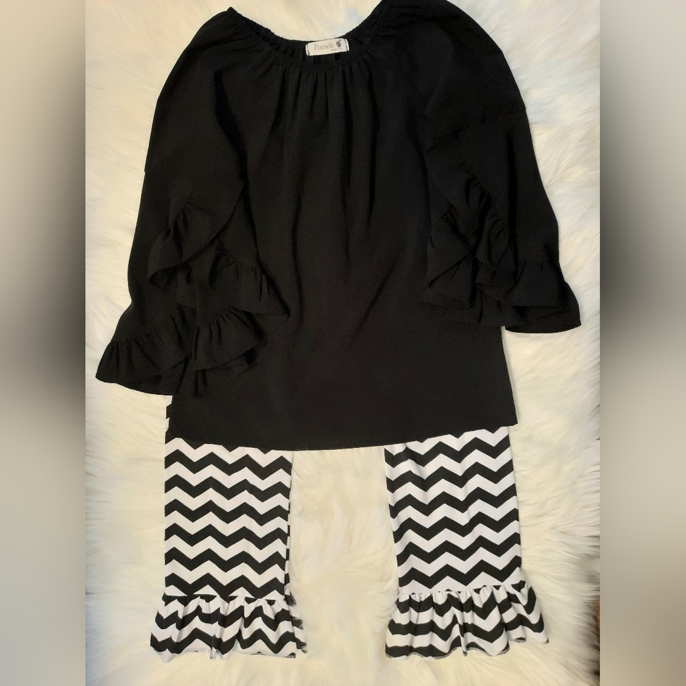 2 PC Set! Boutique Ruffled Outfit Size 7-8 - Picture 2 of 13